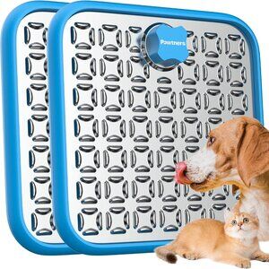2 Pack Stainless Steel Lick Mat for Dogs & Cats Slow Feeder Mat Anxiety Reducer